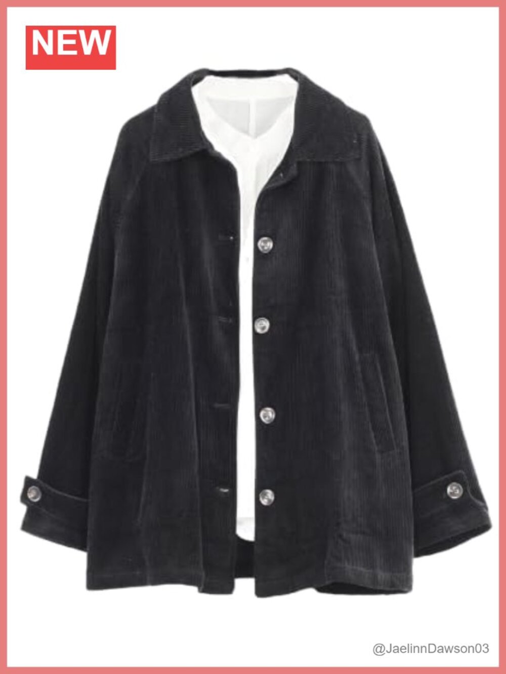 Corduroy Jacket Long Sleeve Button Down Pockets